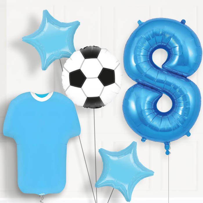 Blue Football Shirt 8th Birthday Balloon Package - Default Title | Small Indoor Plants