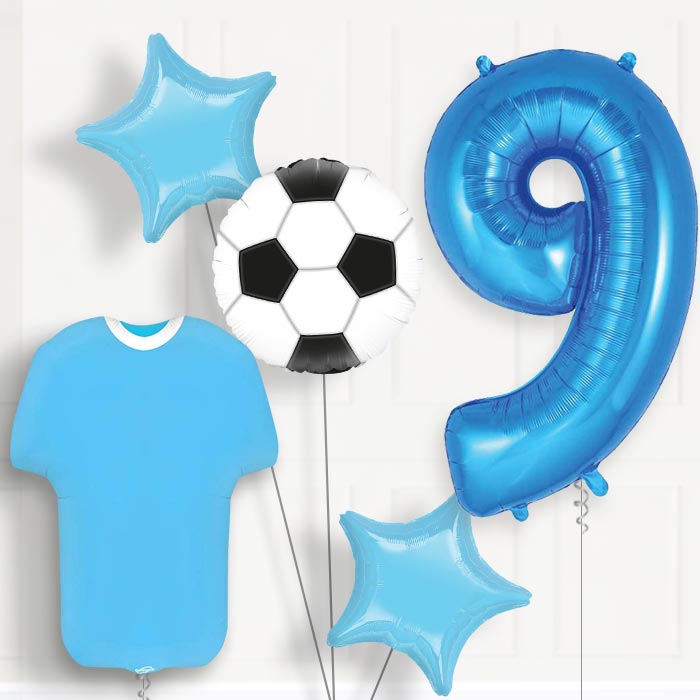 Blue Football Shirt 9th Birthday Balloon Package - Default Title | Small Indoor Plants