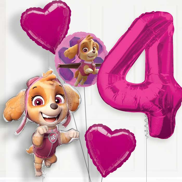 Shaped Skye Helium Balloon Package 4th Birthday - Number 4 | Small Indoor Plants