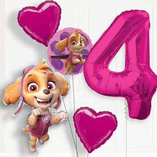 Shaped Skye Helium Balloon Package 4th Birthday - Number 4 | Small Indoor Plants