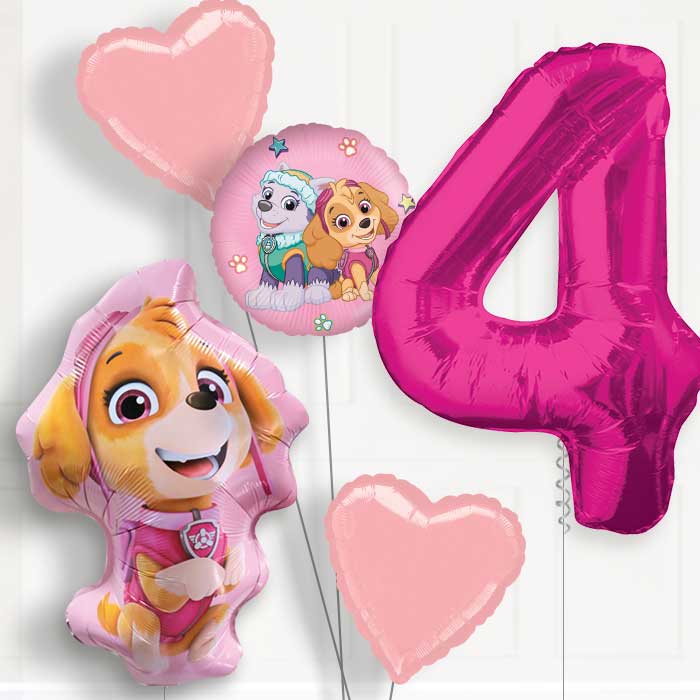 Skye Shaped Helium Balloon Package 4th Birthday - Number 4 | Small Indoor Plants