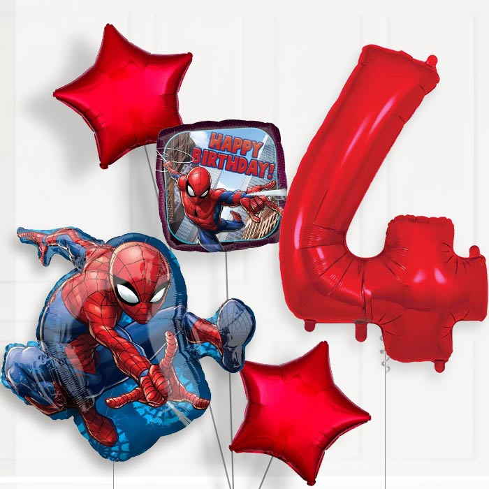 Spiderman Helium Balloon Package 4th Birthday - Number 4 | Small Indoor Plants