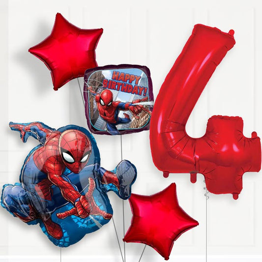 Spiderman Helium Balloon Package 4th Birthday - Number 4 | Small Indoor Plants