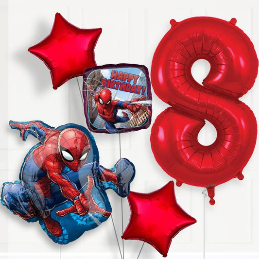 Spiderman Helium Balloon Package 8th Birthday - Number 8 | Small Indoor Plants