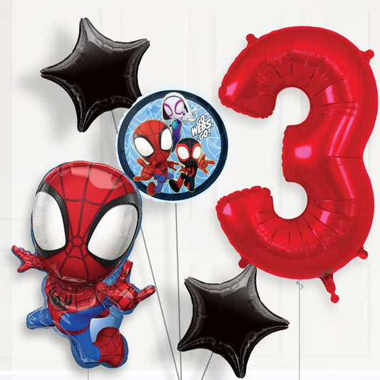Spidey and his Amazing Friends Helium Balloon Package 3rd Birthday - Number 3 | Small Indoor Plants