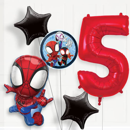 Spidey and his Amazing Friends Helium Balloon Package 5th Birthday - Number 5 | Small Indoor Plants