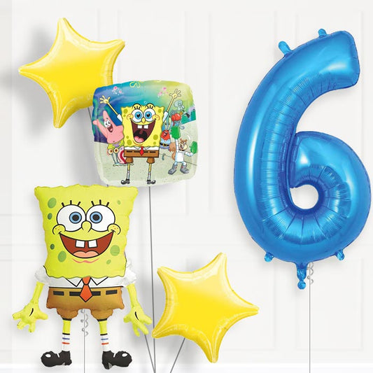 Spongebob Helium Balloon Package 6th Birthday - Number 6 | Small Indoor Plants