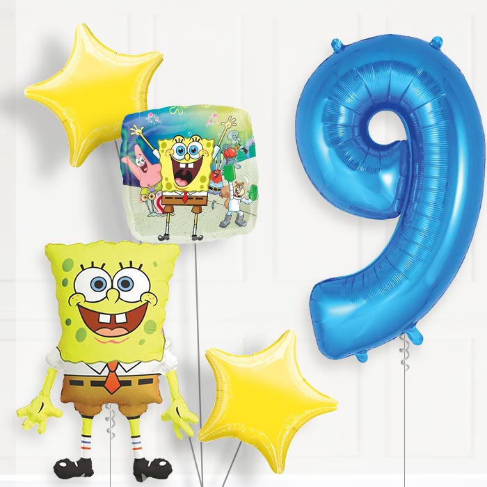 Spongebob Helium Balloon Package 9th Birthday - Number 9 | Small Indoor Plants