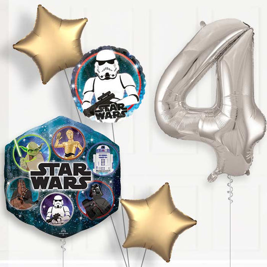Storm Trooper Helium Balloon Package 4th Birthday - Number 4 | Small Indoor Plants