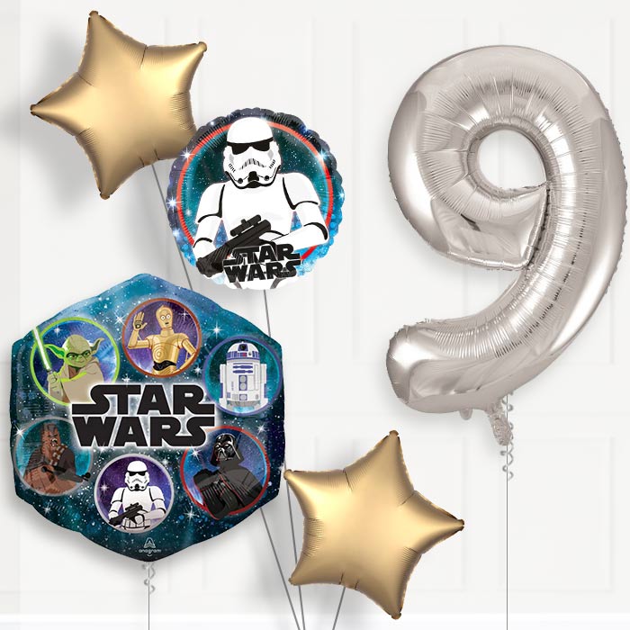 Storm Trooper Helium Balloon Package 9th Birthday - Number 9 | Small Indoor Plants