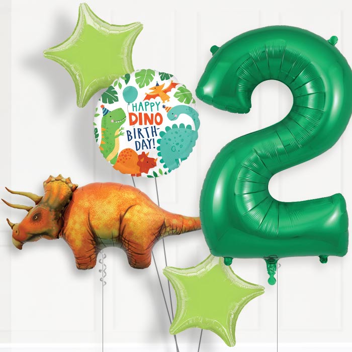 Triceratops Helium Balloon Package 2nd Birthday - Number 2 | Small Indoor Plants