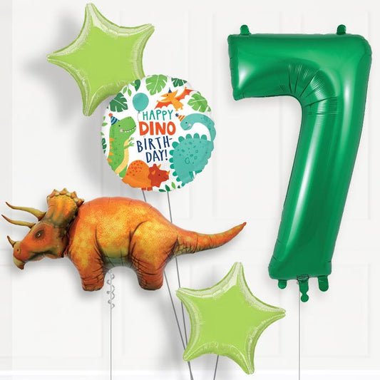 Triceratops Helium Balloon Package 7th Birthday - Number 7 | Small Indoor Plants