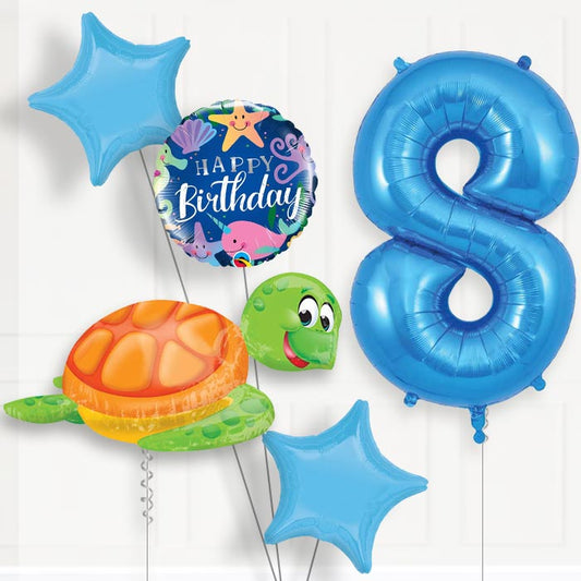 Sea Turtle Helium Balloon Package 8th Birthday - Number 8 | Small Indoor Plants