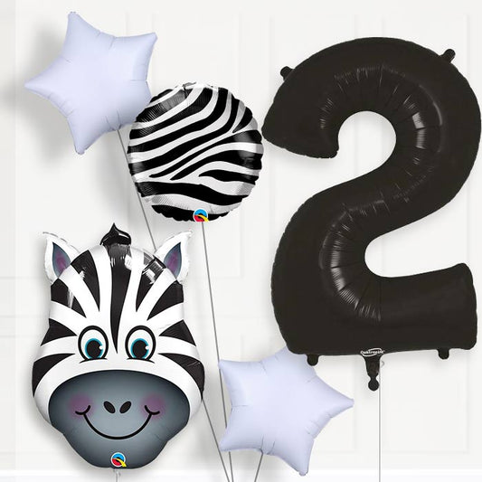 Zebra Helium Balloon Package 2nd Birthday - Number 2 | Small Indoor Plants