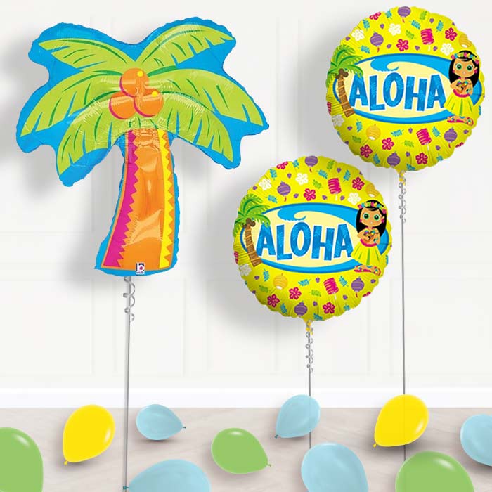 Palm Tree Balloon Display in a Box - Package | Small Indoor Plants