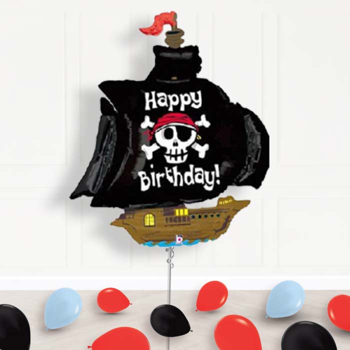 Pirate Birthday Balloon Display in a Box - Supershape Balloon | Small Indoor Plants