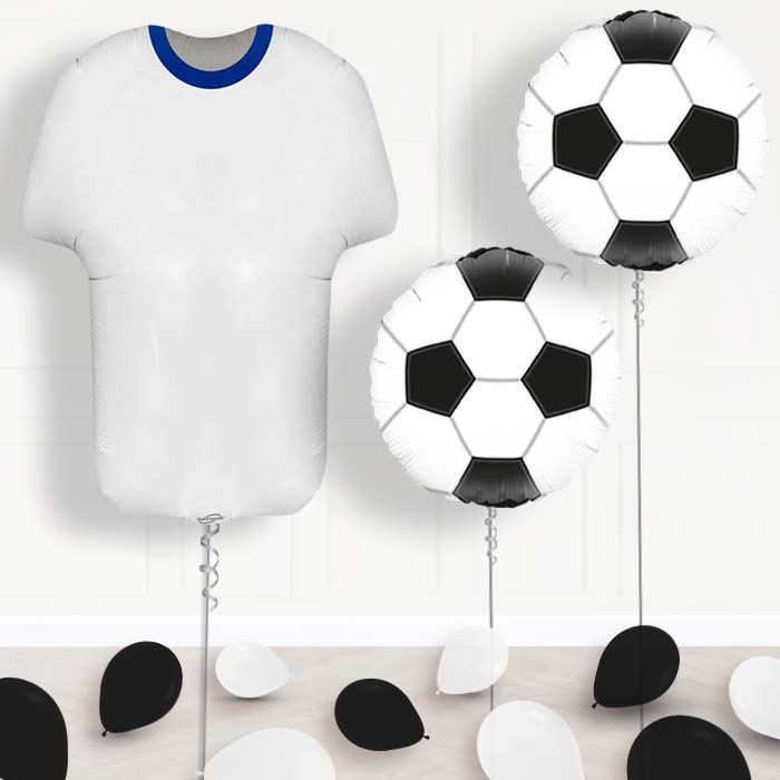 Blue and White Football Shirt Helium Balloon Display