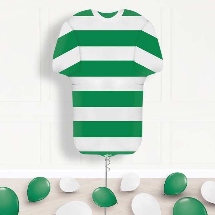 Green and White Hoop Football Shirt Helium Balloon Display