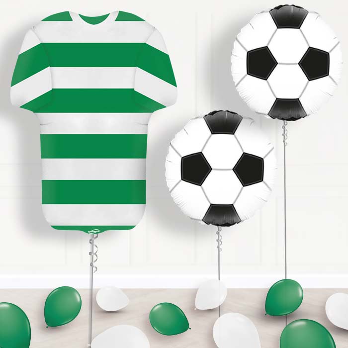 Green and White Hoop Football Shirt Helium Balloon Display