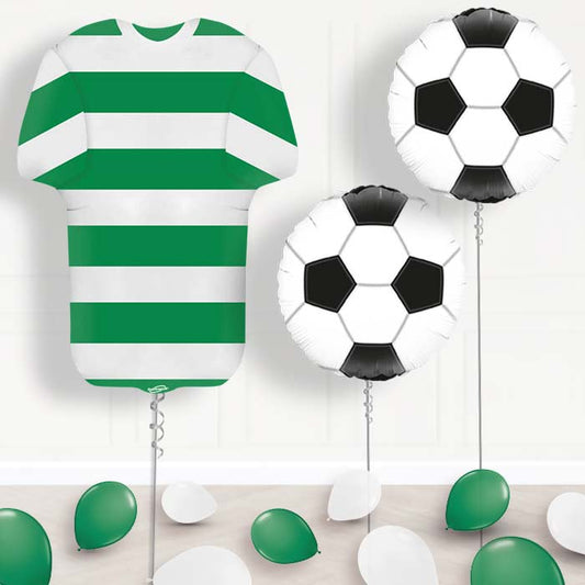 Green and White Hoop Football Shirt Helium Balloon Display - Package | Small Indoor Plants