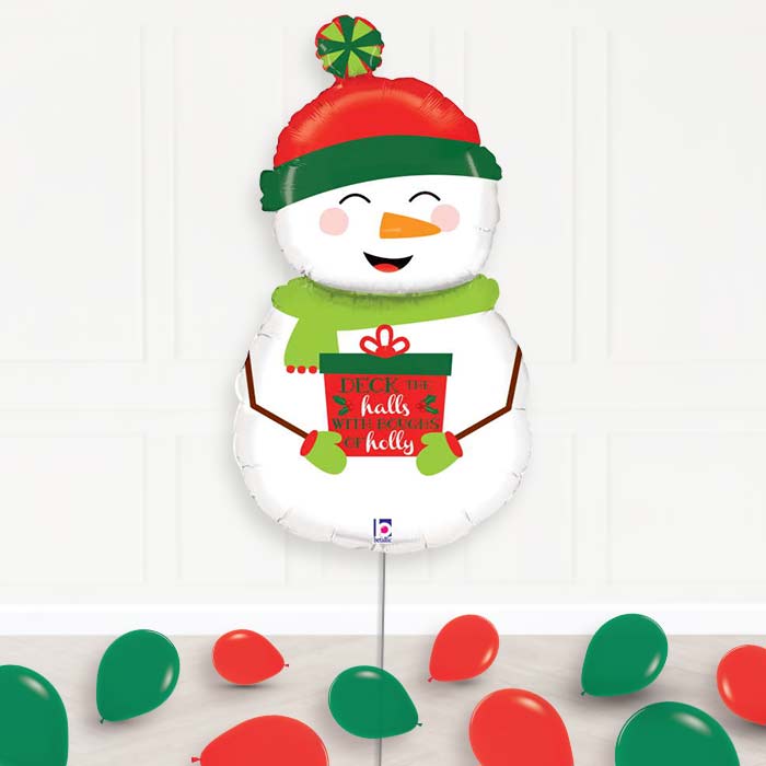 Traditional Snowman Merry Christmas Helium Balloon Package