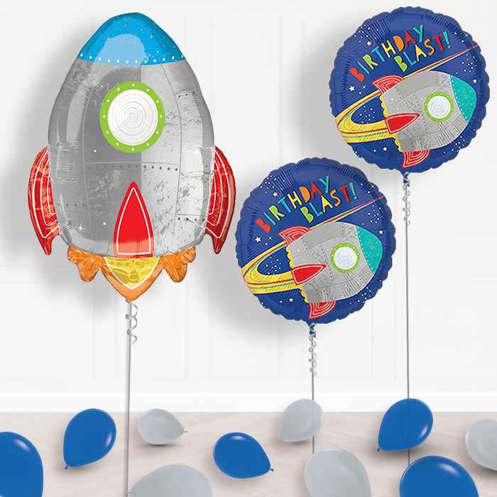 Space Rocket Balloon Display in a Box Gift - Package | Small Indoor Plants