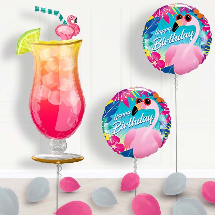 Birthday Tropical Cocktail Balloon Package Delivered