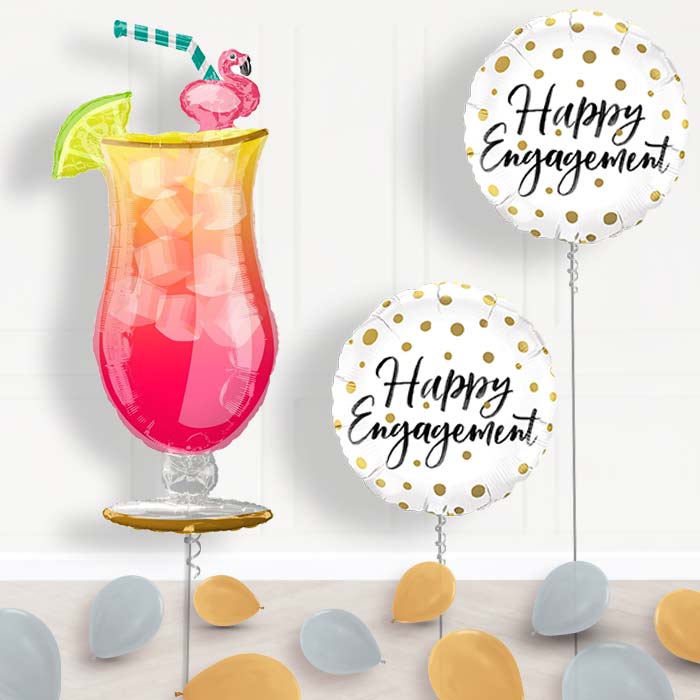 Engagement Tropical Cocktail Balloon Package Delivered - Balloon Package | Small Indoor Plants