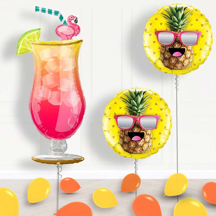 Summer Themed Tropical Cocktail Balloon Package Delivered - Balloon Package | Small Indoor Plants