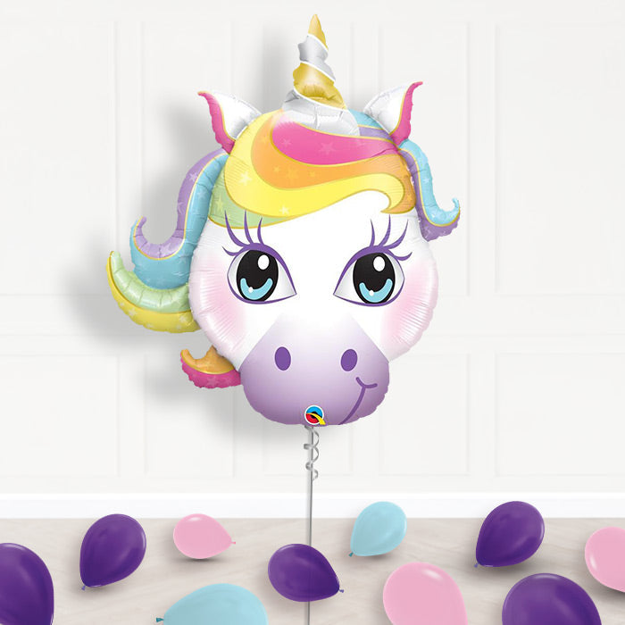 Unicorn Balloon Display in a Box Gift - Supershape Balloon | Small Indoor Plants
