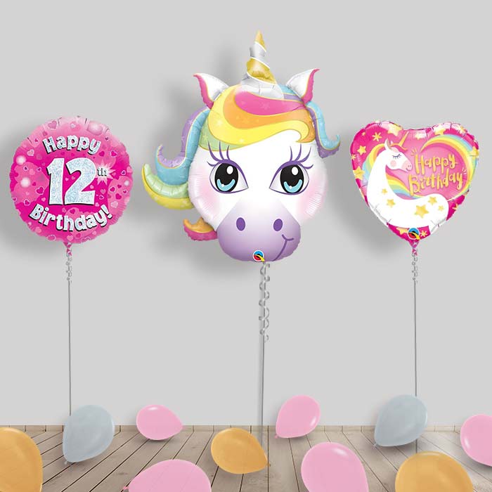 Unicorn Birthday Balloon Display - Any Age 1-16