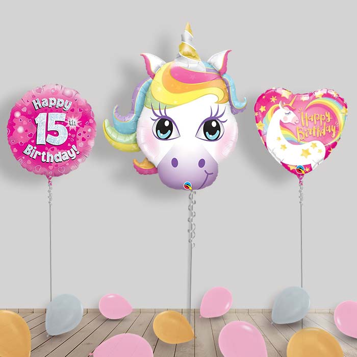 Unicorn Birthday Balloon Display - Any Age 1-16