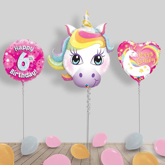 Unicorn Birthday Balloon Display - Any Age 1-16