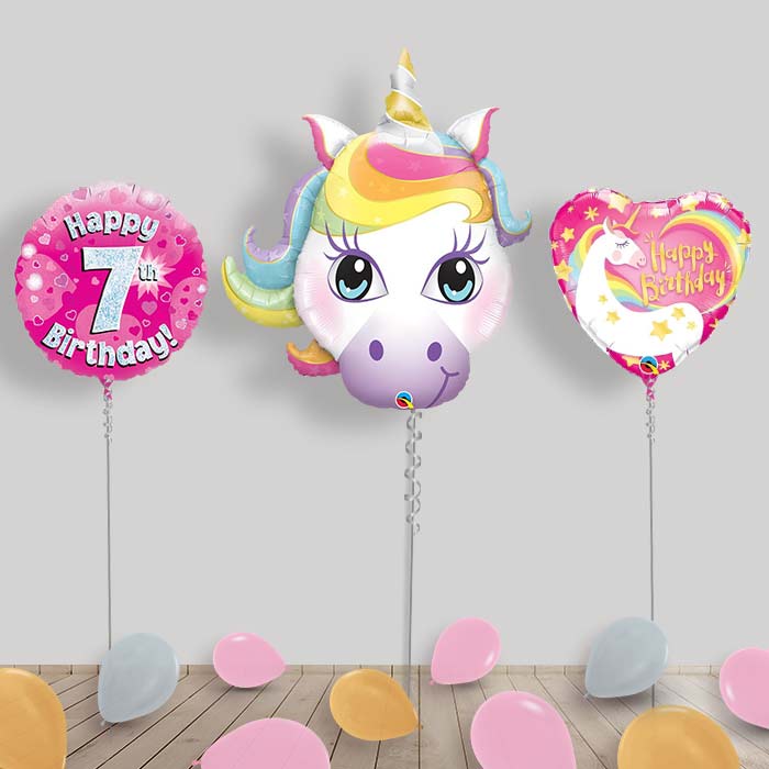 Unicorn Birthday Balloon Display - Any Age 1-16