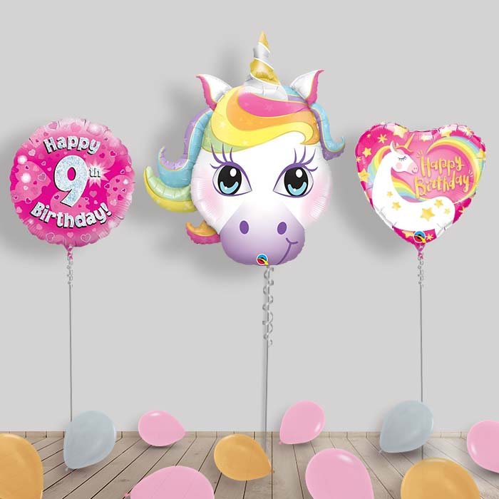Unicorn Birthday Balloon Display - Any Age 1-16