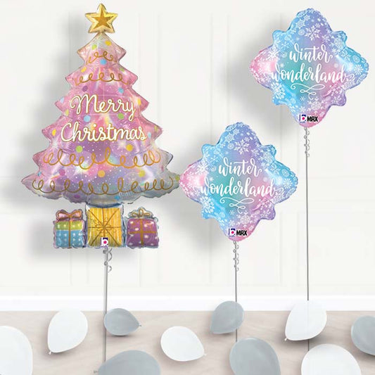 Christmas Tree Helium Balloon Display Delivered - Package | Small Indoor Plants