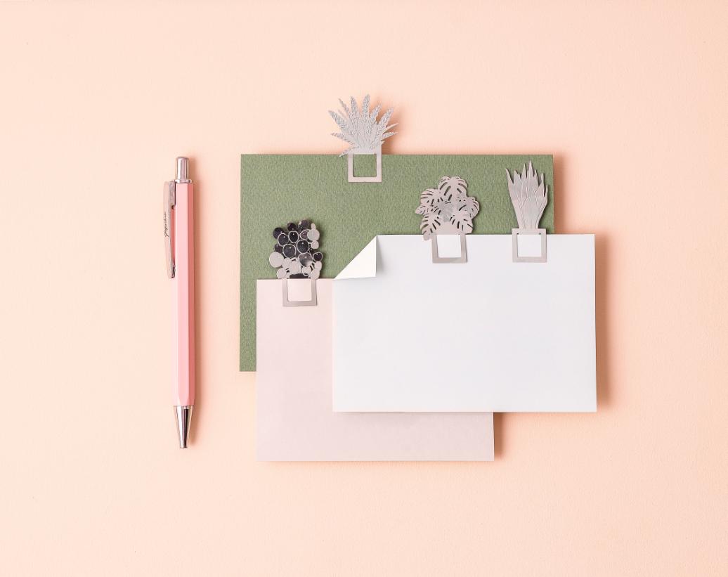 Metal Houseplant Bookmarks Set of 4 | Small Indoor Plants