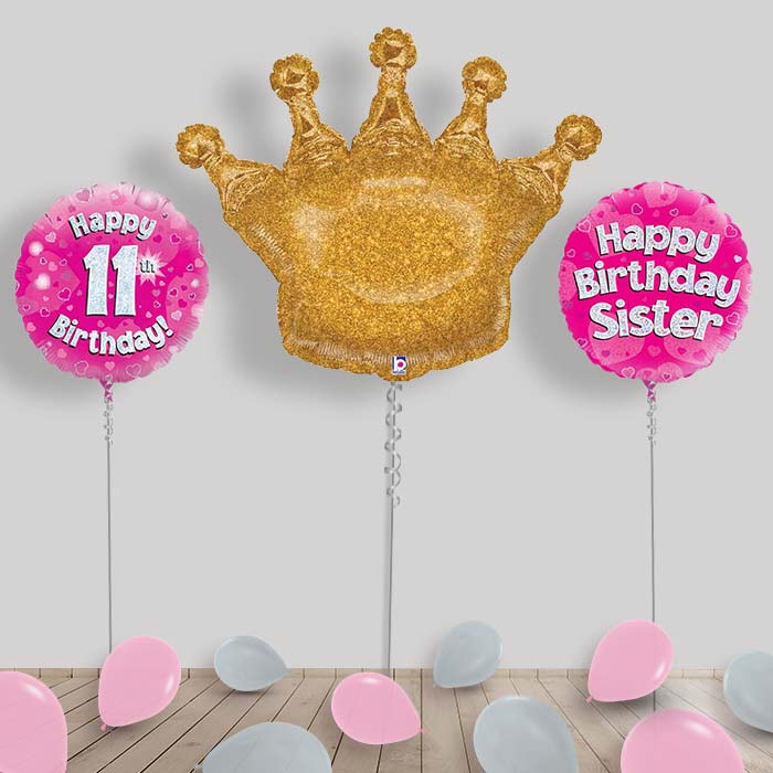 Happy Birthday Sister Balloons Package - 11th Birthday | Small Indoor Plants