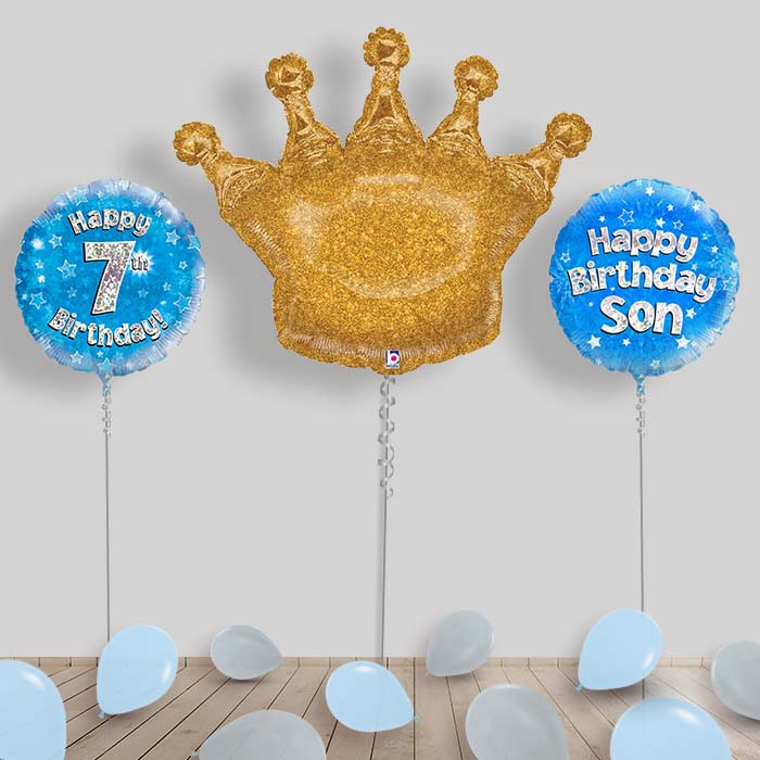 Happy Birthday Son Balloon Package in a Box - 7th Birthday | Small Indoor Plants