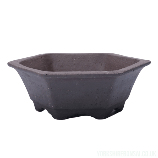 Grey Unglazed Bonsai Pot Hexagonal 18cm x 18cm x 5cm