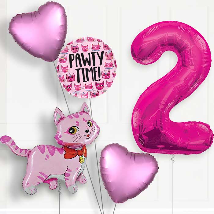Cat Party Hat Birthday Balloon Package Choose Your Number