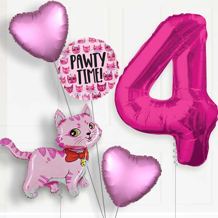 Cat Party Hat Birthday Balloon Package Choose Your Number