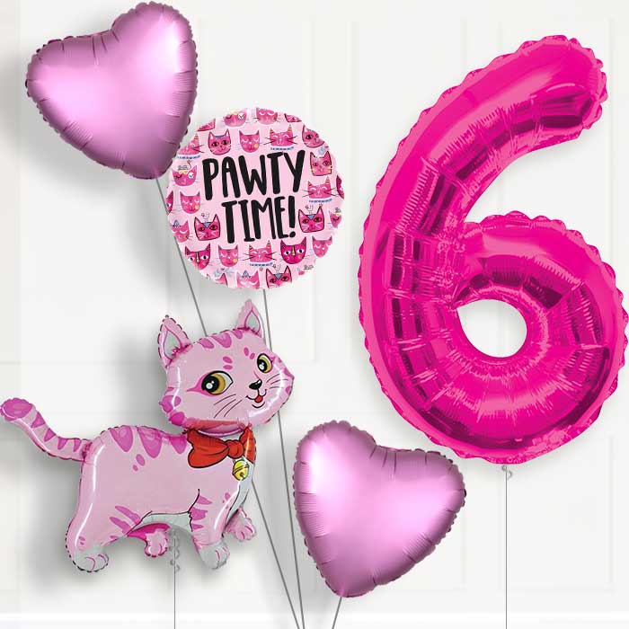 Cat Party Hat Birthday Balloon Package Choose Your Number
