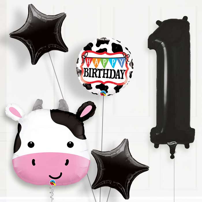 Cow Birthday Balloon Package Choose Your Number