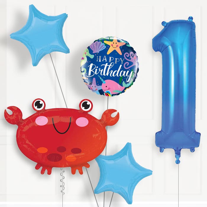 Crab Birthday Balloon Package Choose Your Number