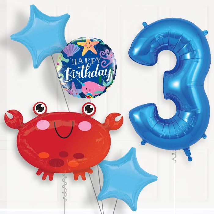 Crab Birthday Balloon Package Choose Your Number