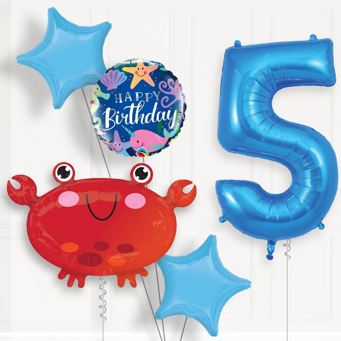 Crab Birthday Balloon Package Choose Your Number