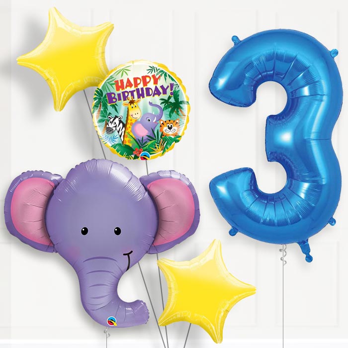 Elephant Birthday Balloon Package Choose Your Number
