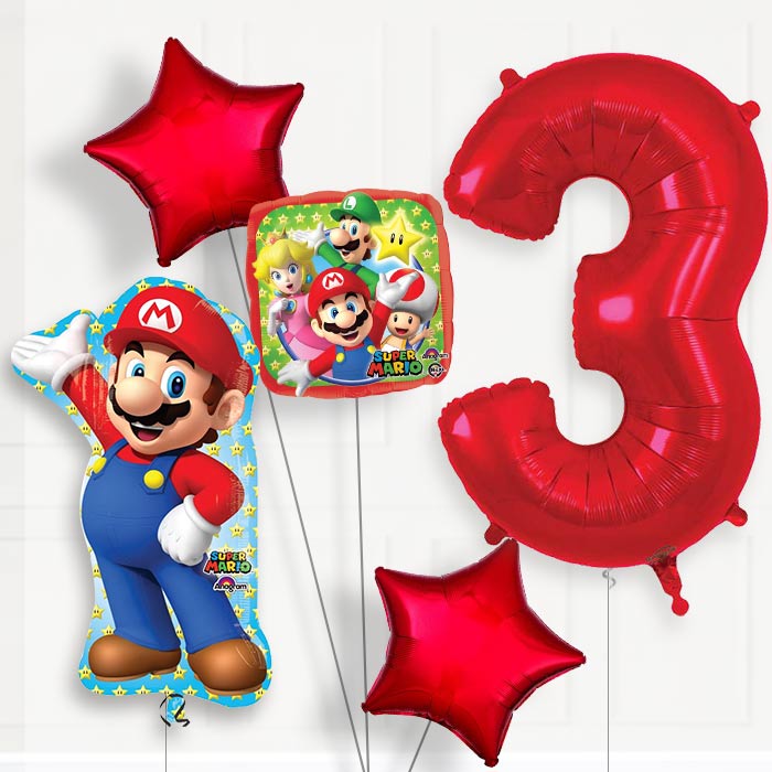 Mario Birthday Balloon Package Choose Your Number