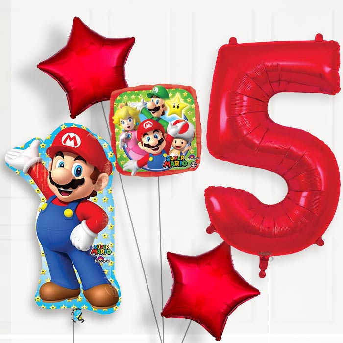 Mario Birthday Balloon Package Choose Your Number